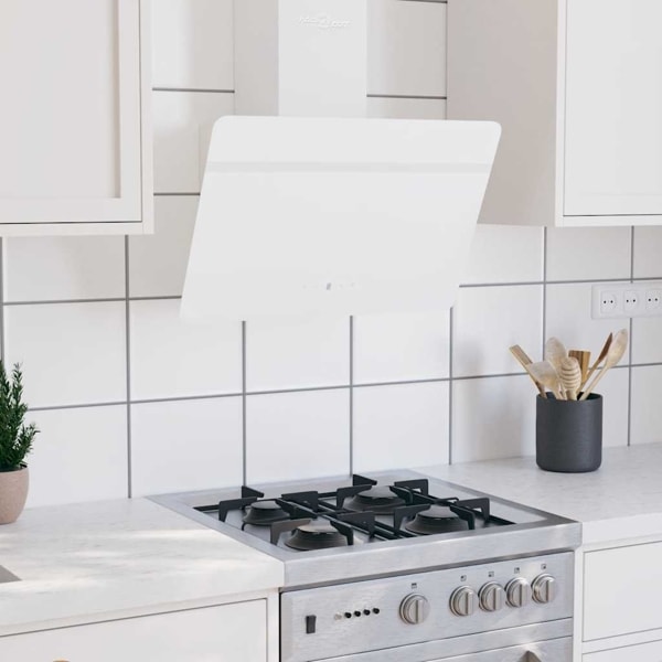 vidaXL Köksfläkt 60 cm stål och härdat glas vit Vit
