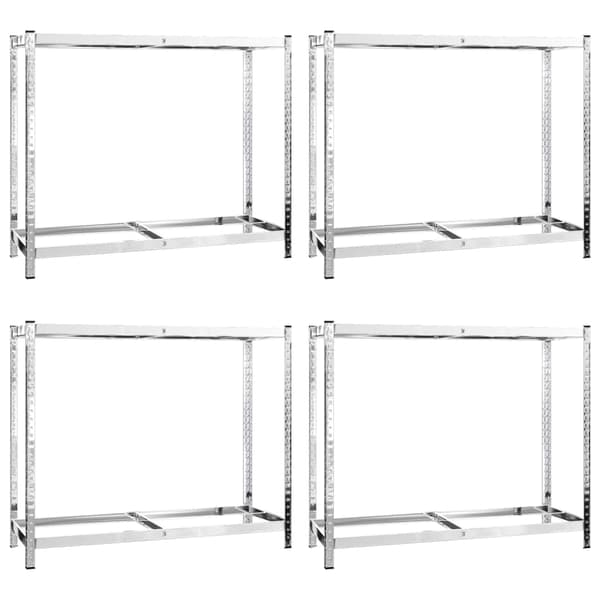 vidaXL Däckställ 2 hyllplan silver 4 st 110x40x110 cm stål Silver