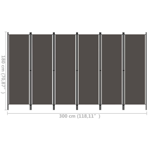 vidaXL Rumsavdelare 6 paneler antracit 300x180 cm Antracit