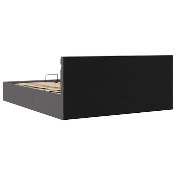 vidaXL Sängram hydraulisk förvaring LED grå konstläder 180x200 cm grå