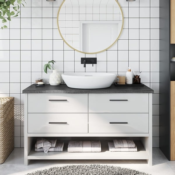 vidaXL Bänkskiva badrum mörkbrun 100x40x(2-4) cm behandlat massivt trä Grå