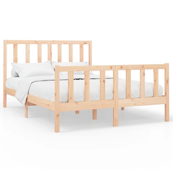 vidaXL Sängram massiv furu 140x200 cm Brun