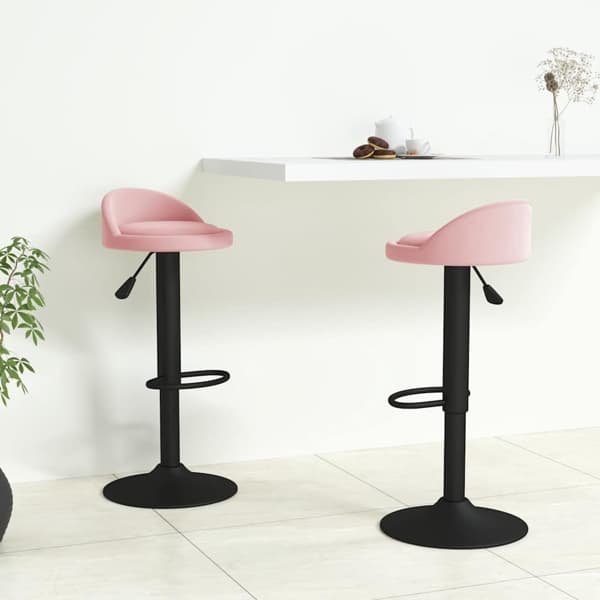 vidaXL Barstolar 2 st rosa sammet Rosa