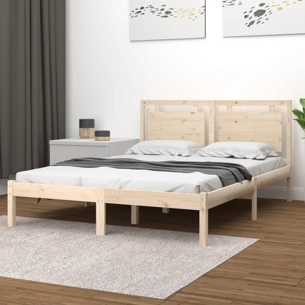 vidaXL Sängram massivt trä 140x200 cm Brun