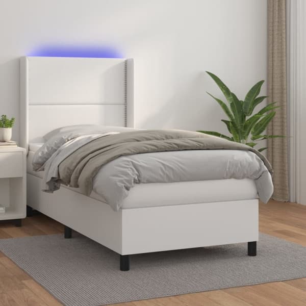 vidaXL Ramsäng med madrass & LED vit 100x200 cm konstläder Vit