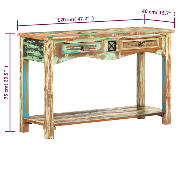 vidaXL Konsolbord 120x40x75 cm massivt återvunnet trä multifärg