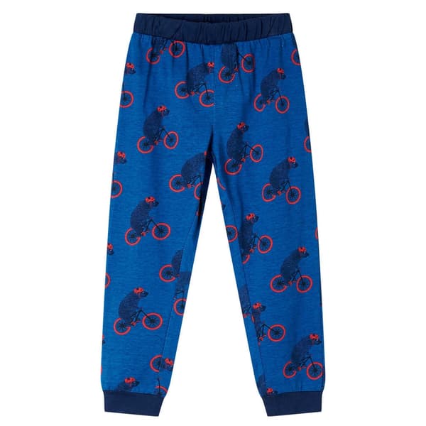 vidaXL Pyjamas med långa ärmar för barn petrolblå 104 Blå