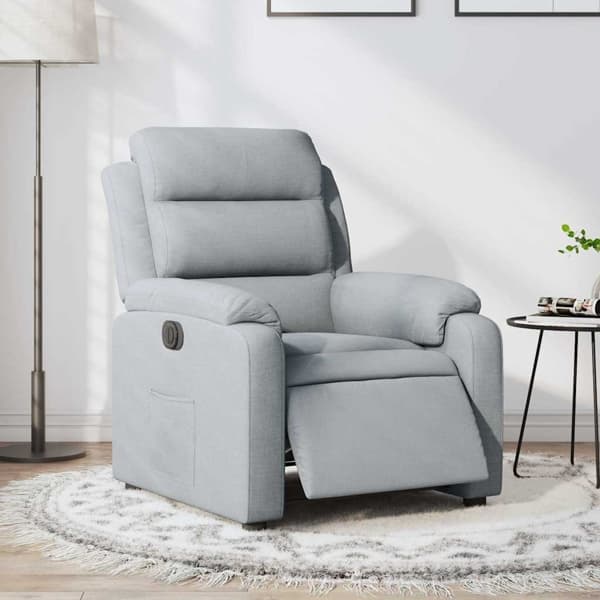 vidaXL Elektrisk reclinerfåtölj ljusgrå tyg Grå