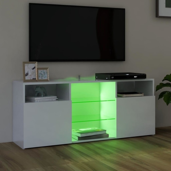 vidaXL TV-bänk med LED-belysning vit högglans 120x30x50 cm Vit