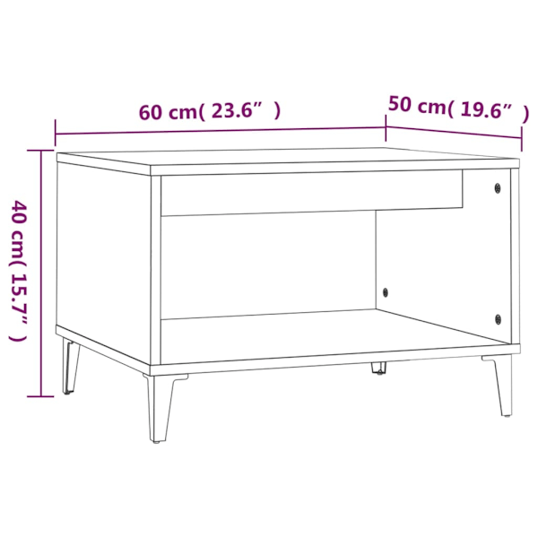 vidaXL Soffbord vit högglans 60x50x40 cm konstruerat trä Vit