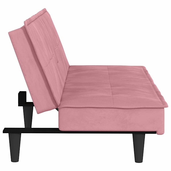 vidaXL Bäddsoffa med mugghållare rosa sammet Rosa