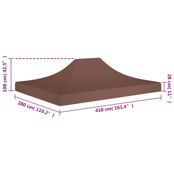 vidaXL Tak till partytält 4x3 m brun 270 g/m² Brun