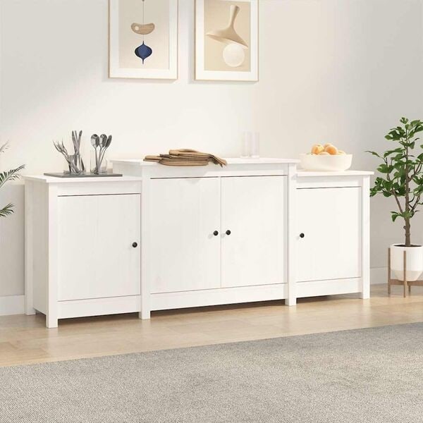 vidaXL Skänk wit 164x37x68 cm massiv furu Vit