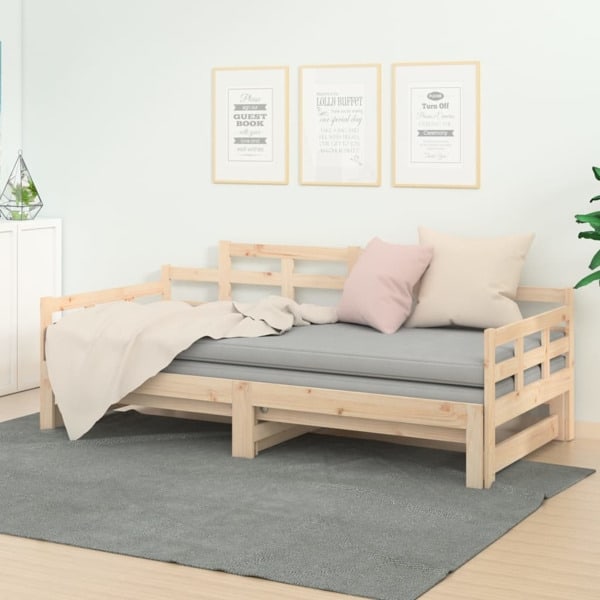 vidaXL Bäddsoffa massiv furu 2x(90x190) cm Brun