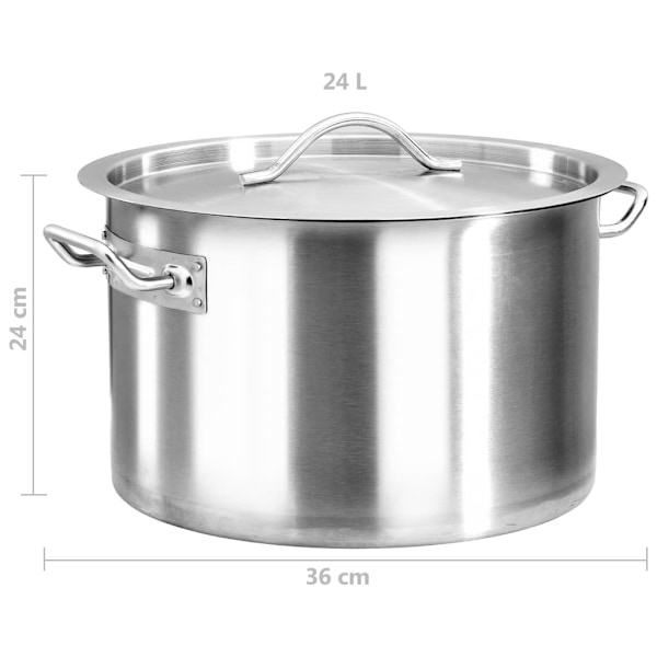vidaXL Kastrull 24 L 36x24 cm rostfritt stål Silver