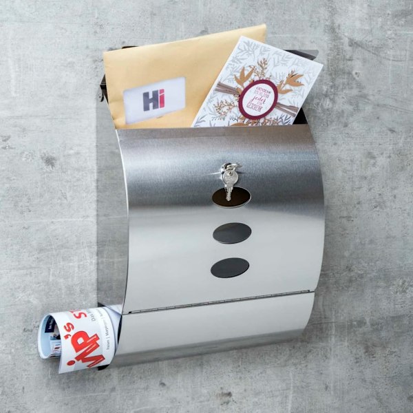 HI Brevlåda rostfritt stål 30x12x40 cm Silver