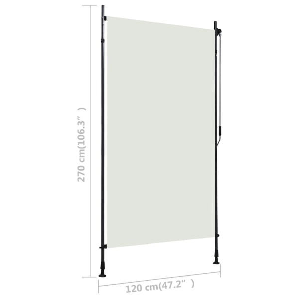 vidaXL Rullgardin utomhus 120x270 cm gräddvit Creme