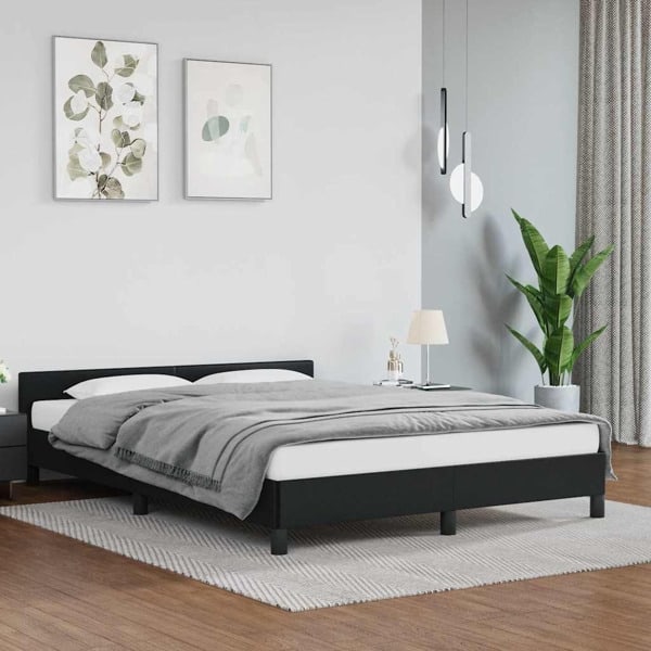 vidaXL Sängram med huvudgavel utan madrass svart 140x200 cm Svart