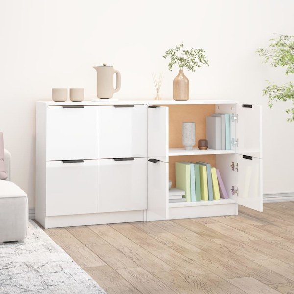 vidaXL Skänkar 2 st vit högglans 60x30x70 cm konstruerat trä Vit
