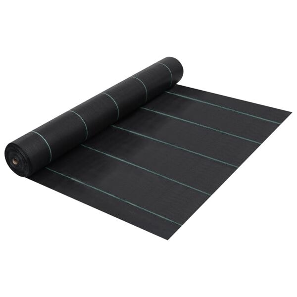 vidaXL Ogräsmatta svart 2x50 m PP Svart