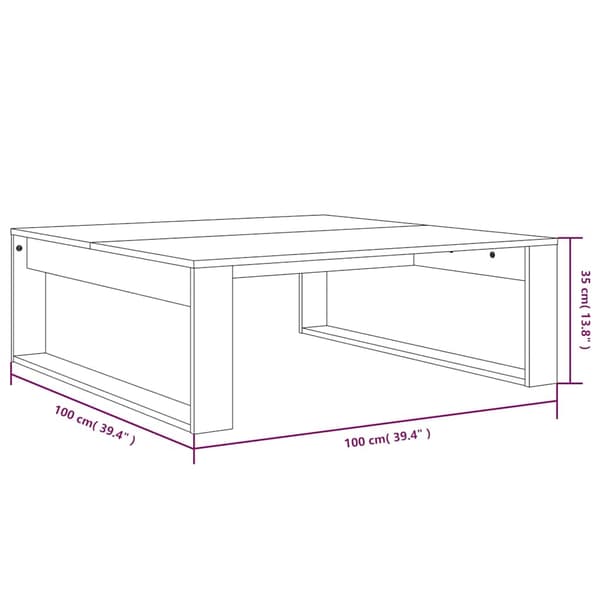 vidaXL Soffbord rökfärgad ek 100x100x35 cm konstruerat trä Brun