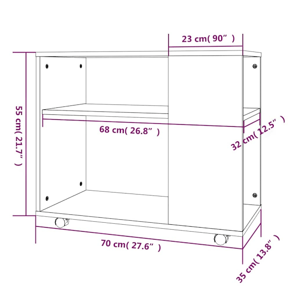 vidaXL Soffbord rökfärgad ek 70x35x55 cm konstruerat trä Brun