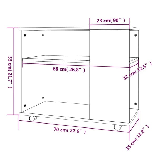 vidaXL Soffbord rökfärgad ek 70x35x60,5 cm konstruerat trä Brun