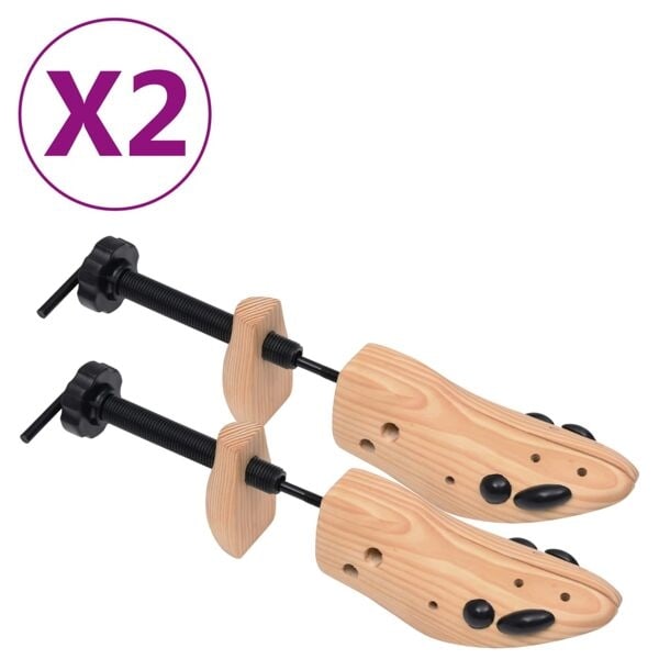 vidaXL Skoblock 2 par stl. 36-40 massiv furu Brun
