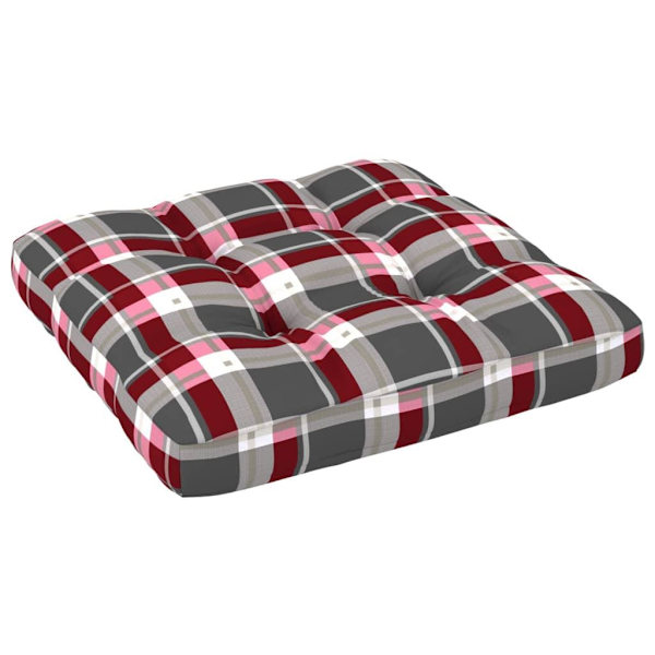 vidaXL Palldyna rödrutig 58x58x10 cm tyg multifärg