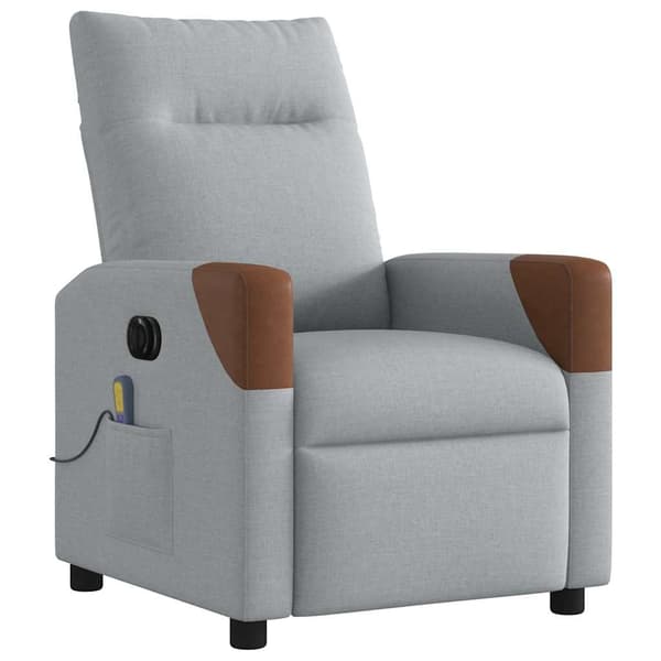 vidaXL Elektrisk massagefåtölj ljusgrå tyg Grå