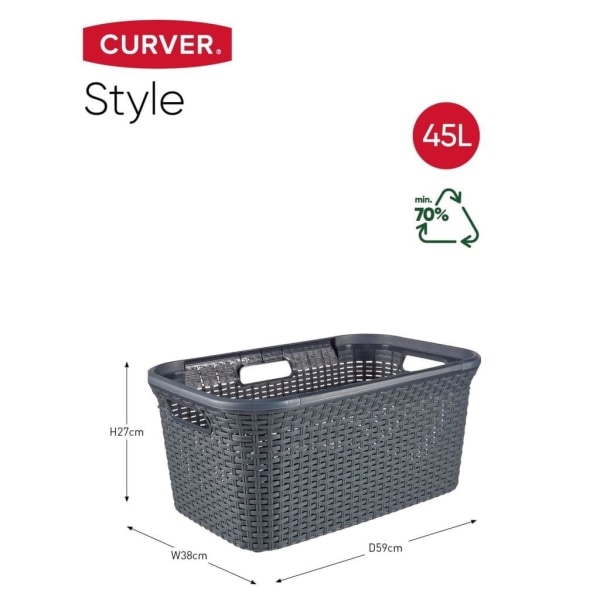 Curver Tvättkorg Style 45L antracitgrå Antracit