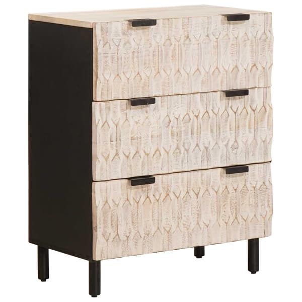 vidaXL Sideboard 3 st 60 x 33 x 75 cm Massivt mangoträ Vit