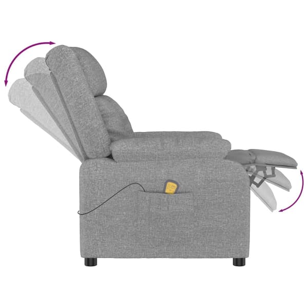 vidaXL Massagefåtölj ljusgrå tyg Grå