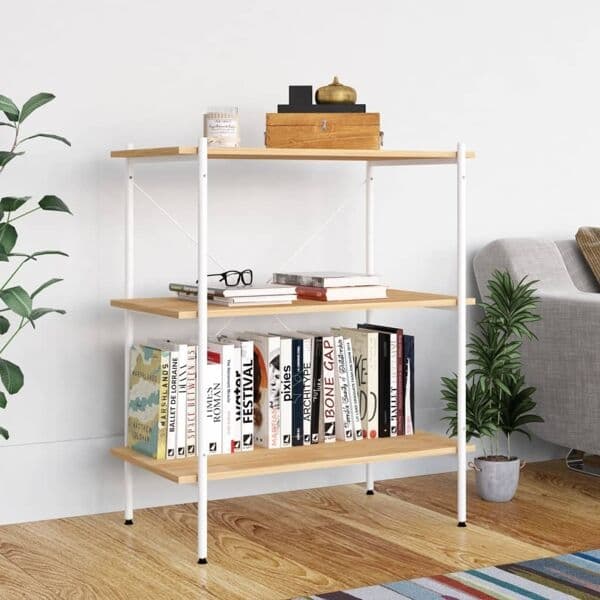 vidaXL Hyllenhet med 3 hyllplan vit och ek 80x40x92 cm Vit