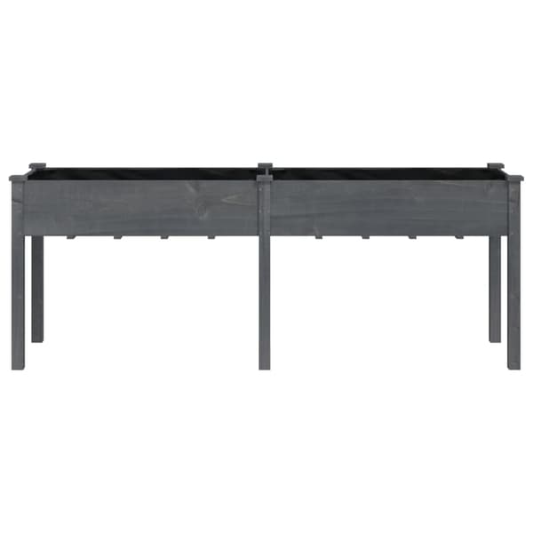 vidaXL Odlingslåda med foder grå 203x53x76 cm massivt granträ Grå