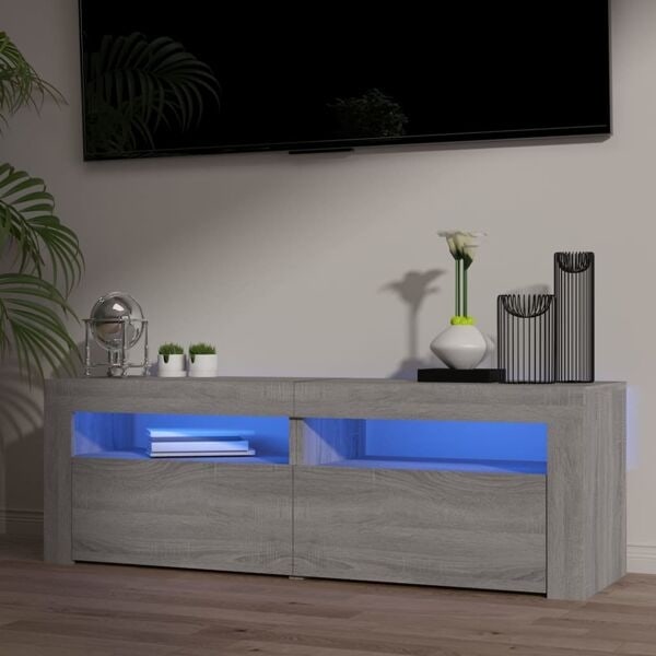 vidaXL TV-bänk med LED-belysning grå sonoma 120x35x40 cm Grå