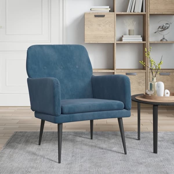 vidaXL Fåtölj blå 62x79x79 cm sammet Blå