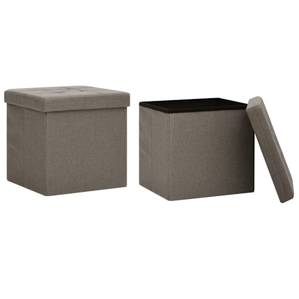 vidaXL Hopfällbara förvaringspallar 2 st taupe konstlinne Taupe