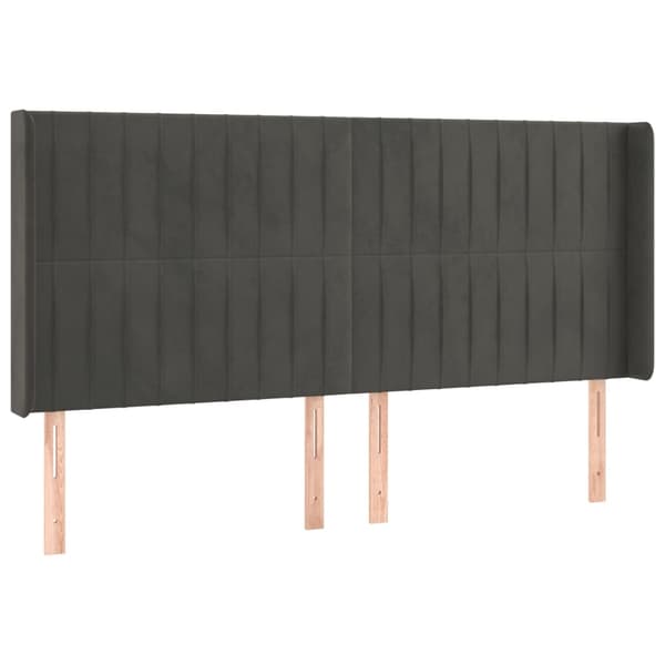 vidaXL Sänggavel LED mörkgrå 183x16x118/128 cm sammet Grå