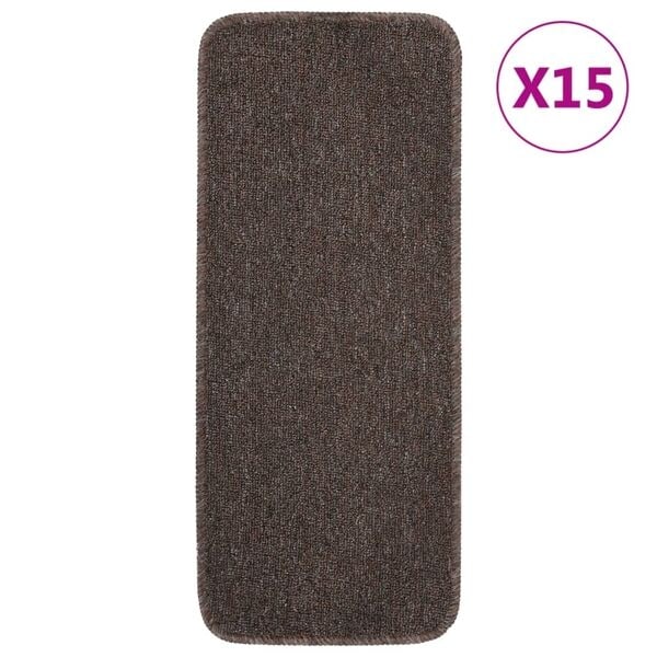vidaXL Trappstegsmattor halkfri 15 st 60x25 cm brun rektangulär Brun