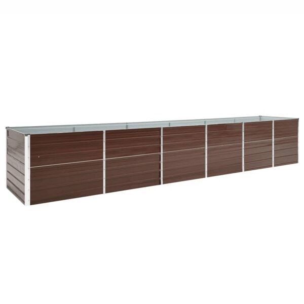 vidaXL Odlingslåda upphöjd galvaniserat stål 480x80x77 cm brun Brun