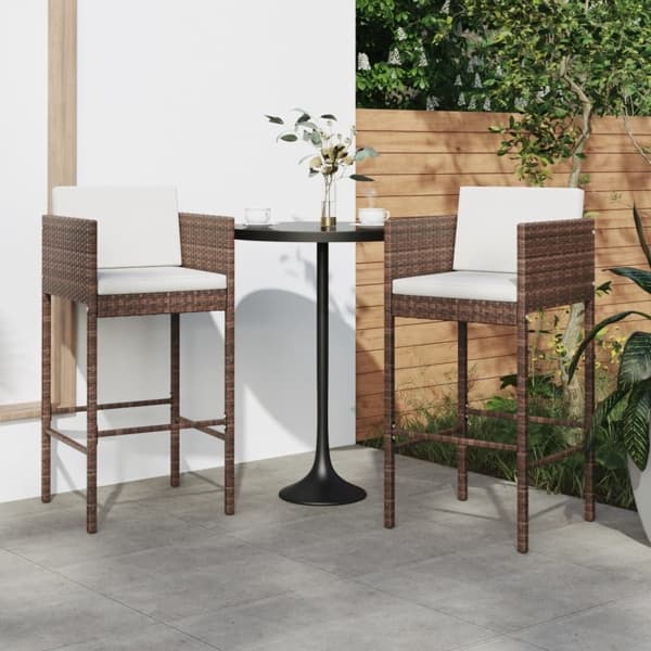 vidaXL Barstolar med dynor 2 st brun konstrotting Brun