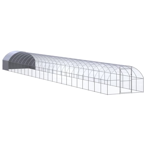 vidaXL Hönsbur för utomhusbruk 3x24x2 m galvaniserat stål Silver