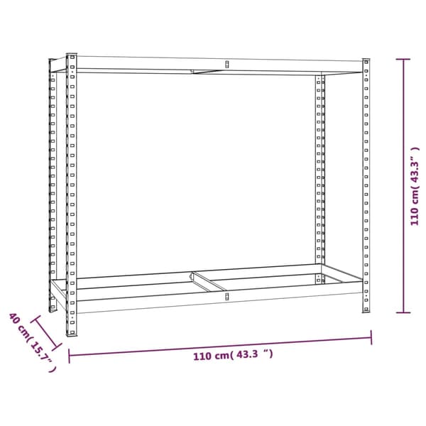 vidaXL Däckställ 2 hyllplan silver 2 st 110x40x110 cm stål Silver