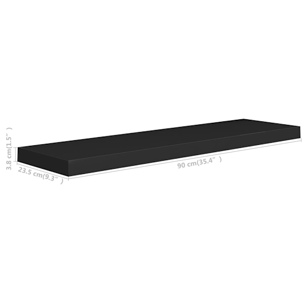 vidaXL Svävande vägghylla svart 90x23,5x3,8 cm MDF Svart