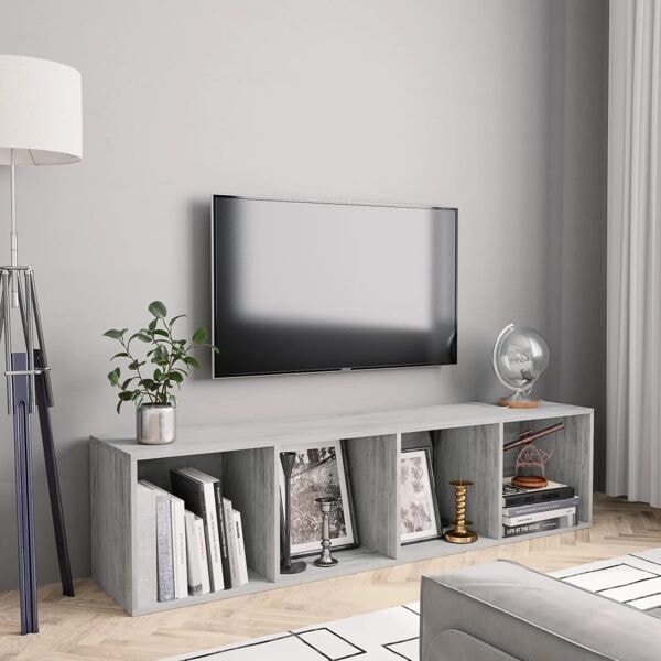 vidaXL Bokhylla/TV-bänk betonggrå 143x30x36 cm grå