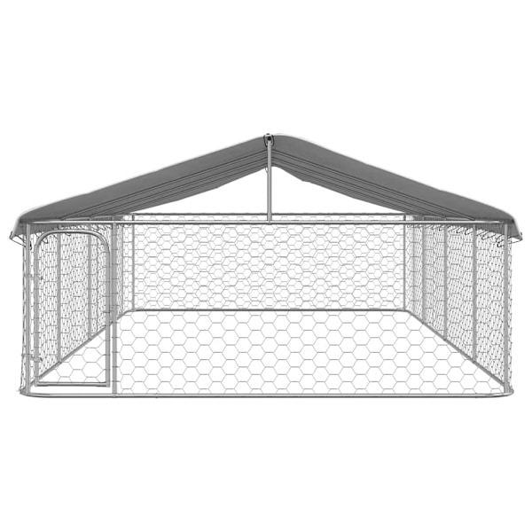 vidaXL Hundgård för utomhusbruk med tak 600x300x150 cm Silver