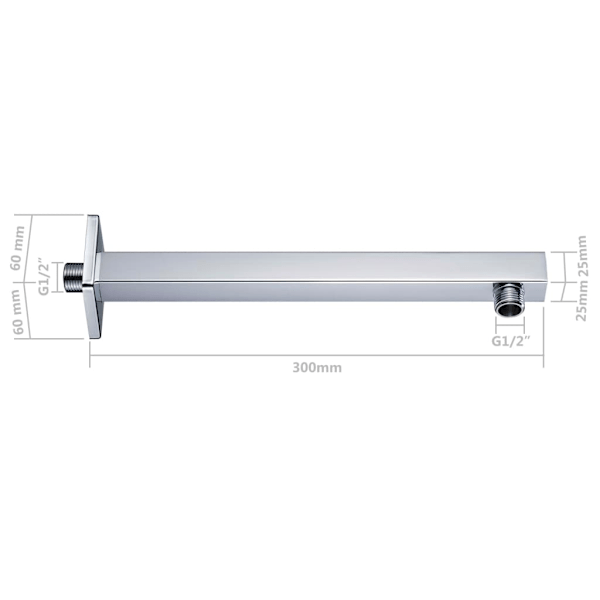 vidaXL Duscharm fyrkantig rostfritt stål 201 silver 30 cm Silver