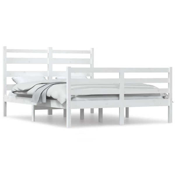 vidaXL Sängram massiv furu 140x200 cm Vit