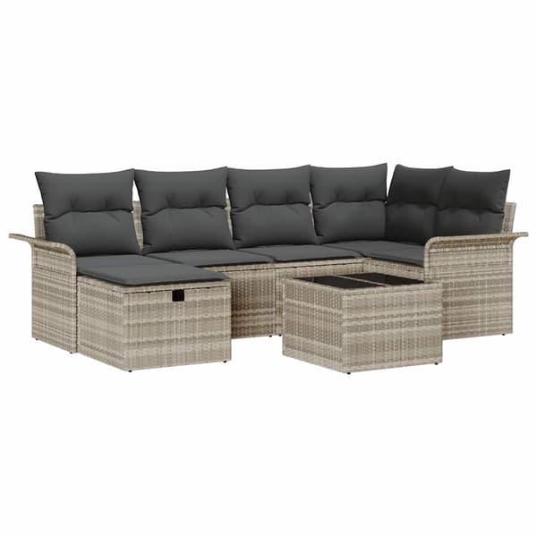 vidaXL Trädgårdsoffset 7 st Poly rattan Beige